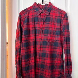 Uniqlo mens medium flannel red navy checks